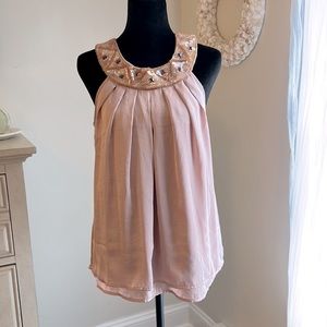 Adiva Sequin Collar Dusty Rose Tank | Med
